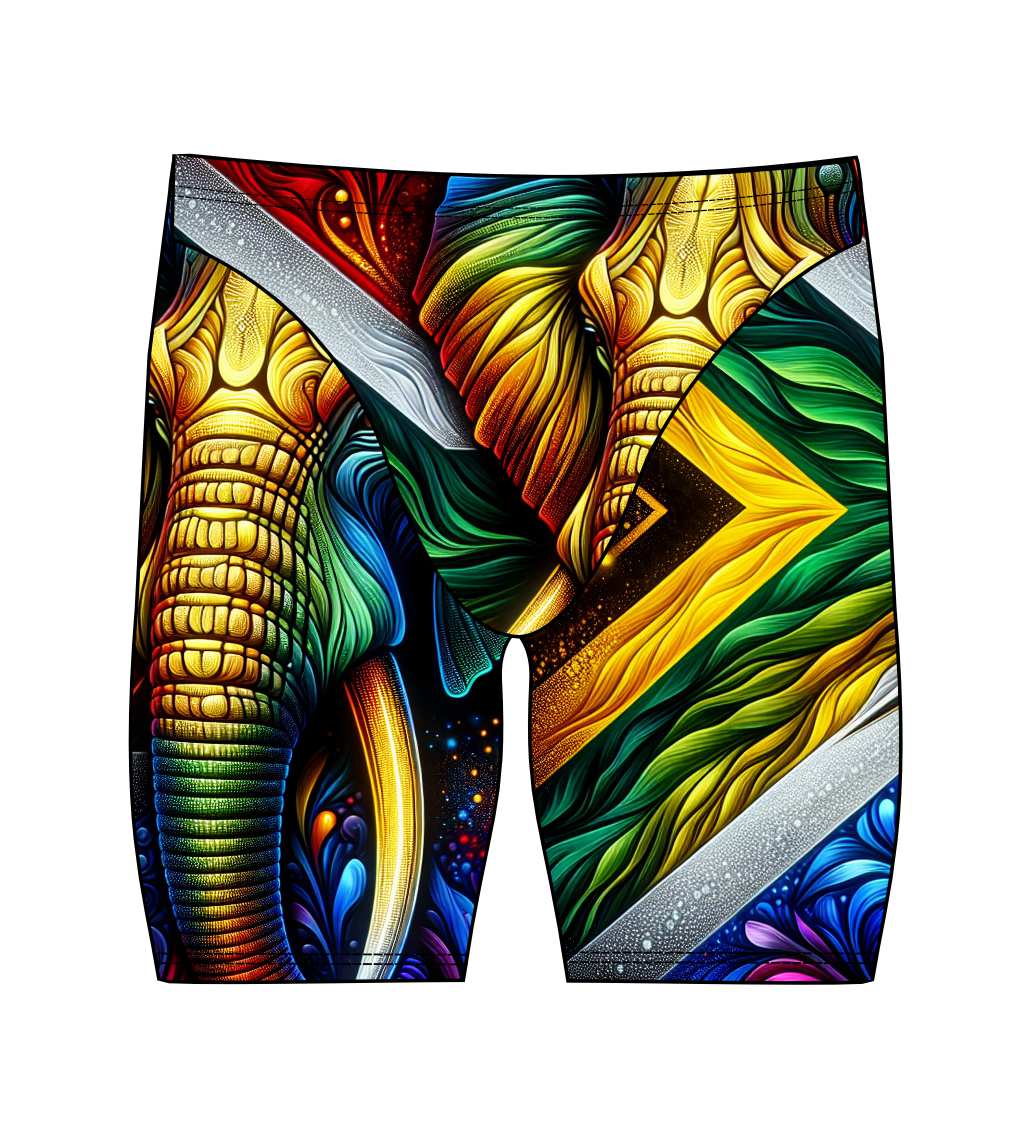 Male Jammer Swimsuit - South African Flag Elephant