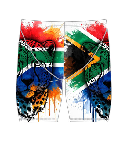 Male Jammer Swimsuit - South African Flag White Cheetah (3852)