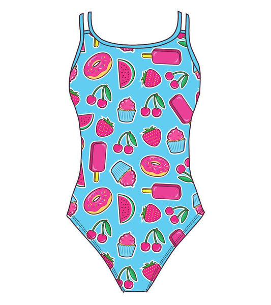 Female fastback swimsuit -  South African flag Cheetah white