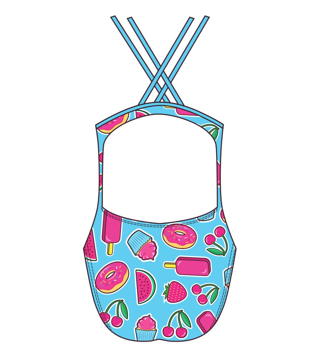 Female fastback swimsuit -  South African flag Cheetah white
