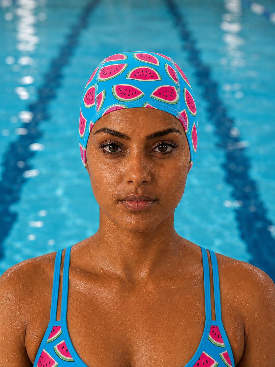 Unisex Poly-Spandex Sublimated Swim Cap – Watermelons