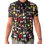 44 Suid Afrika - Black Printed Golf Shirt
