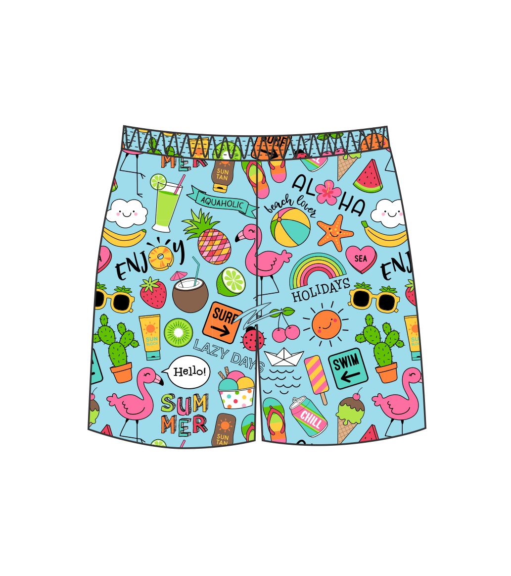 ALOHA HOLIDAYS  LASERCUT PERFORMANCE FISHING SHORTS / SWIM SHORTS (3757)