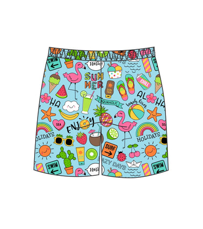 ALOHA HOLIDAYS  LASERCUT PERFORMANCE FISHING SHORTS / SWIM SHORTS (3757)