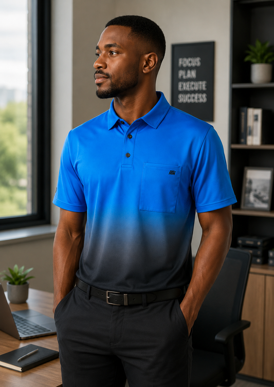 Blue Ombre Technical Golf Shirt