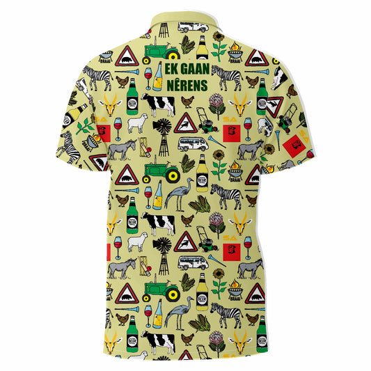 44 Klub Ek Gaan Nêrens - Suid Afrika - Beige Printed Golf Shirt