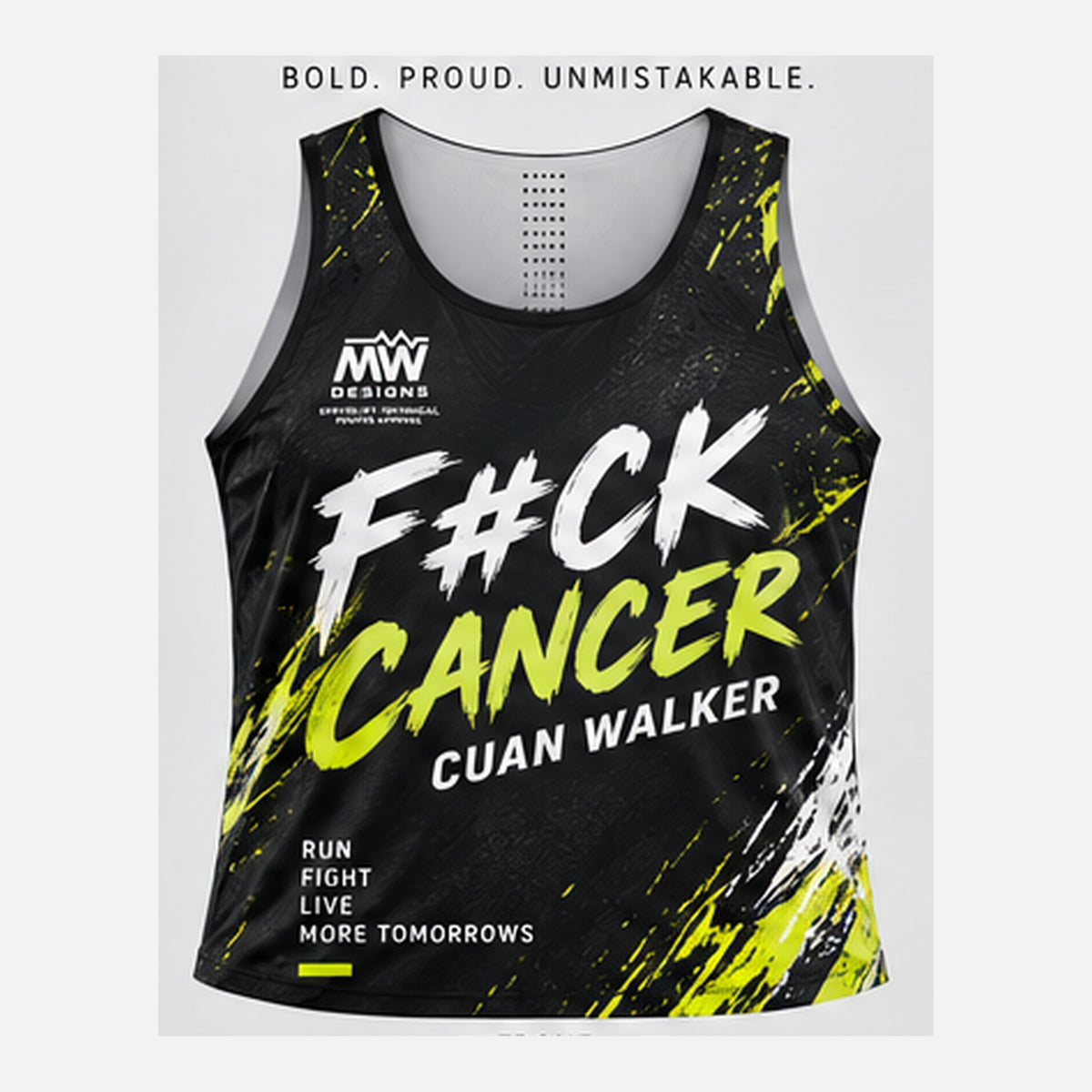 Cuan Walker F#ck Cancer running vest front