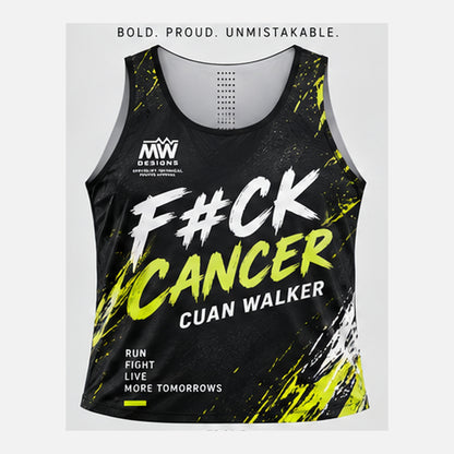 Cuan Walker F#ck Cancer running vest front