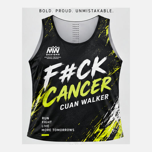 Cuan Walker F#ck Cancer running vest front