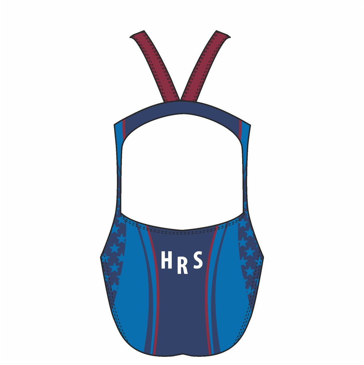 Holy Rosary School fastback swimsuit – double thin straps, front view