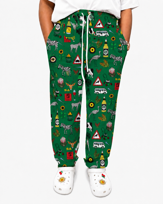 Printed Lifestyle Scrub Pants – Groen en Goud Heritage (Unisex)