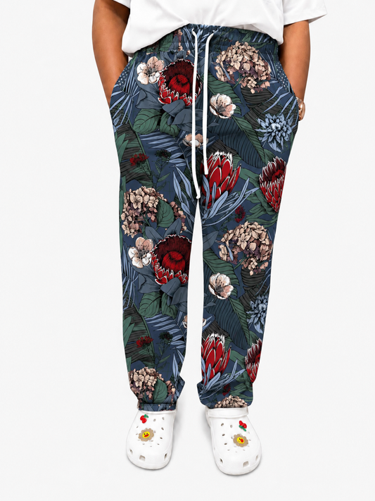 Printed Lifestyle Scrub Pants – Fynbos (Unisex)