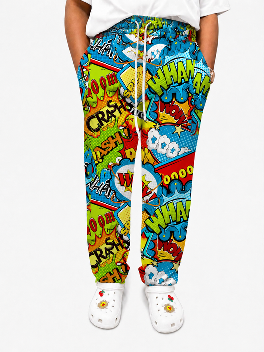 Printed Lifestyle Scrub Pants – Boom Bang Wham (Unisex)