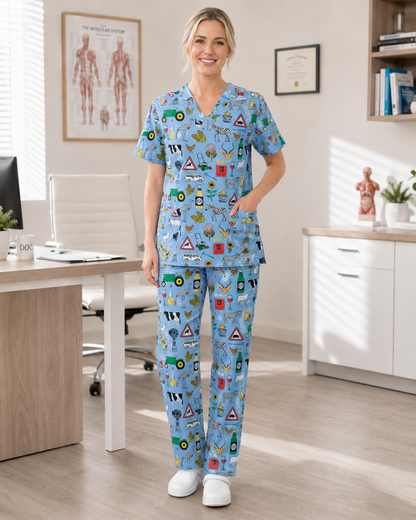 Scrub Set Unisex (Top + Pants) – 44 Suid Afrika Light Blue (Heritage)