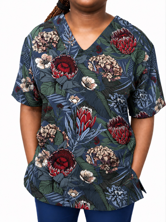 Printed Lifestyle Scrub Top – Fynbos (Unisex)