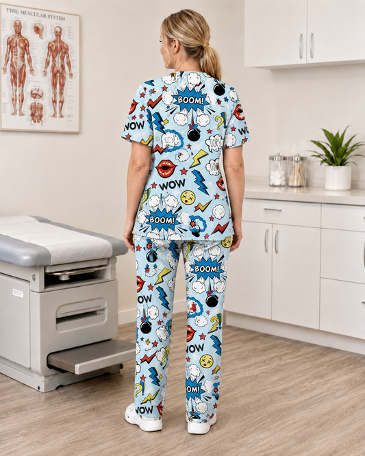Printed Lifestyle Scrub Top – Oops (Unisex)