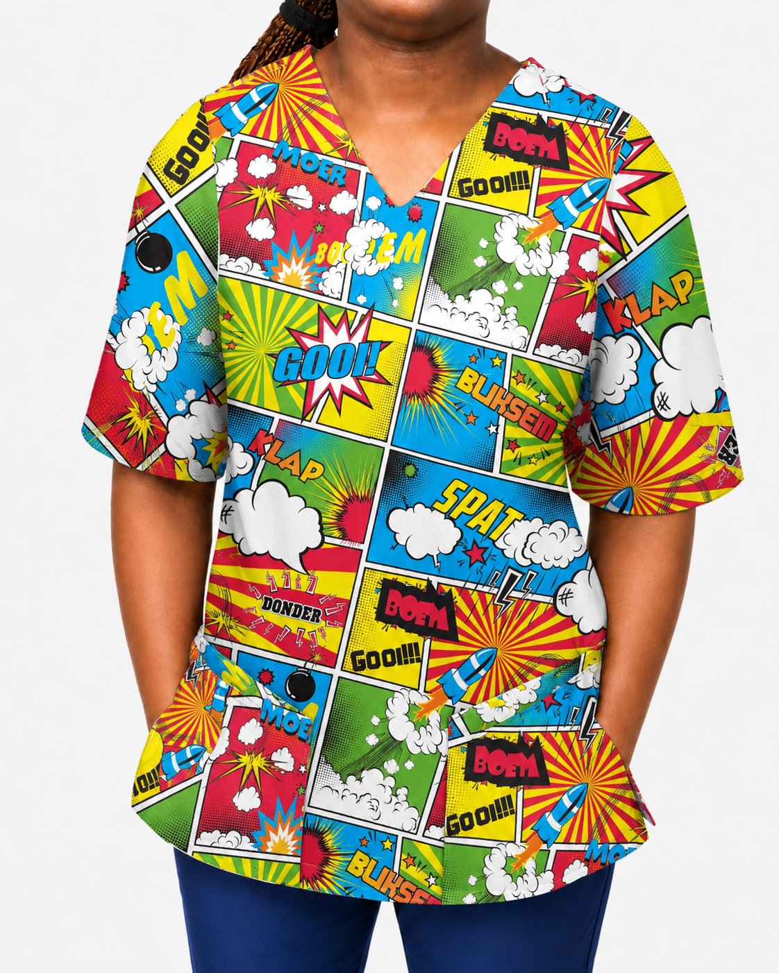 Scrub Top Unisex – Klap It Strokiesprent (Heritage)