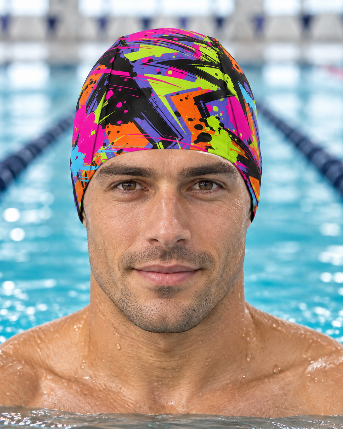 Martin West 80's Flash sublimated swim cap