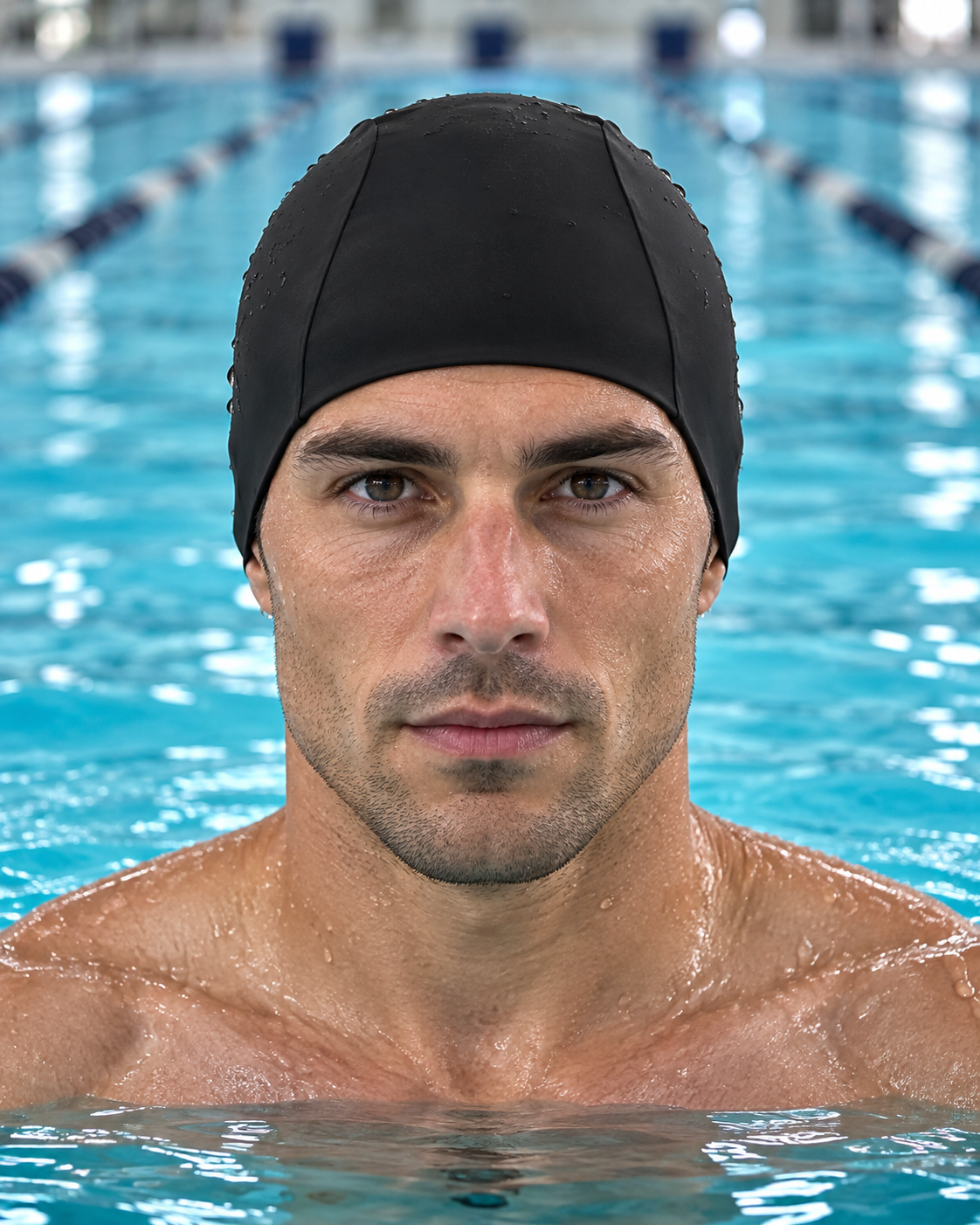 Coco Black fabric swim cap