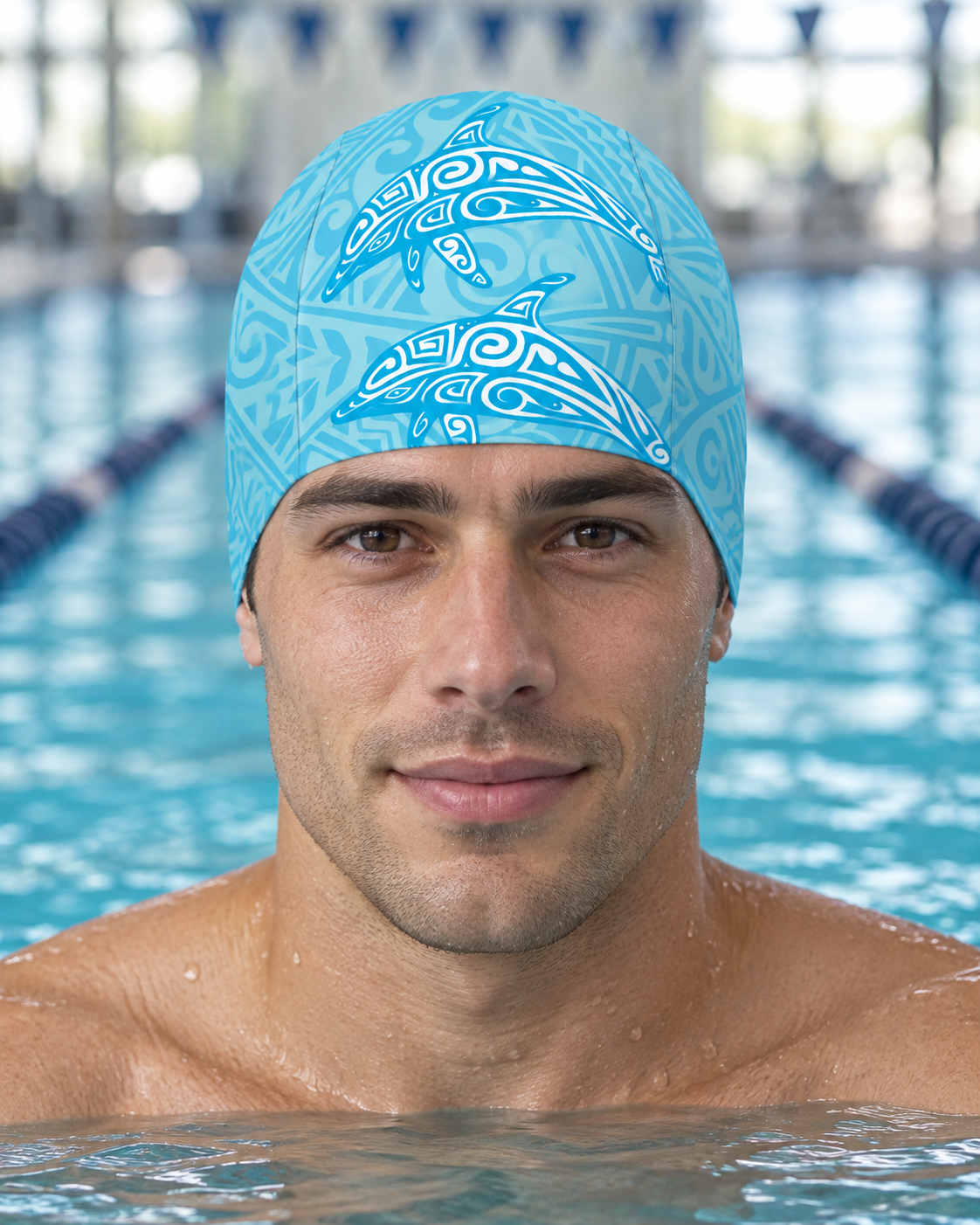 Martin West Dolphin Tribal sublimated swim cap