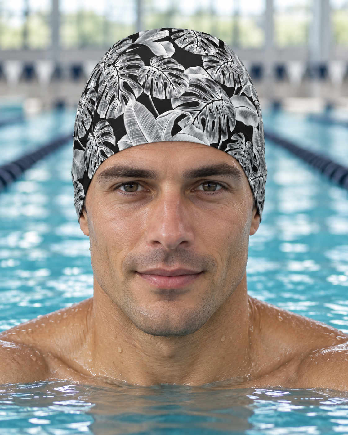 Martin West Monster Leaf sublimated swim cap