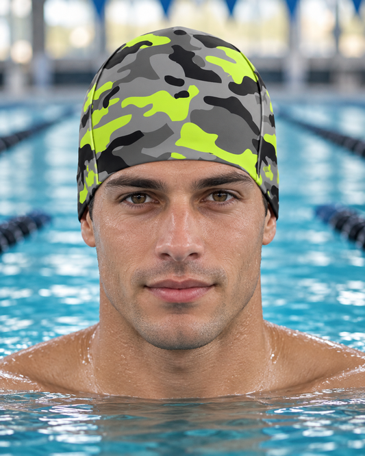 Martin West Neon Camouflage sublimated swim cap
