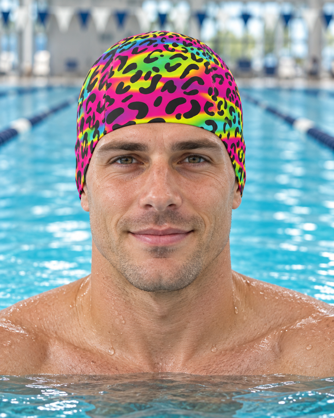 Psychedelic Animal fabric swim cap