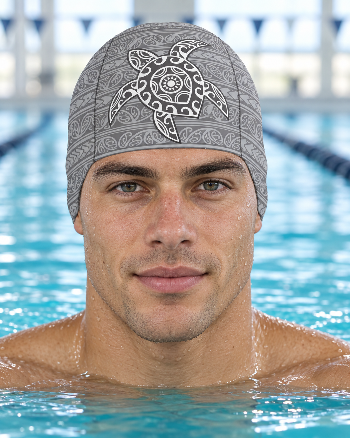 Martin West Tattoo Turtle sublimated swim cap