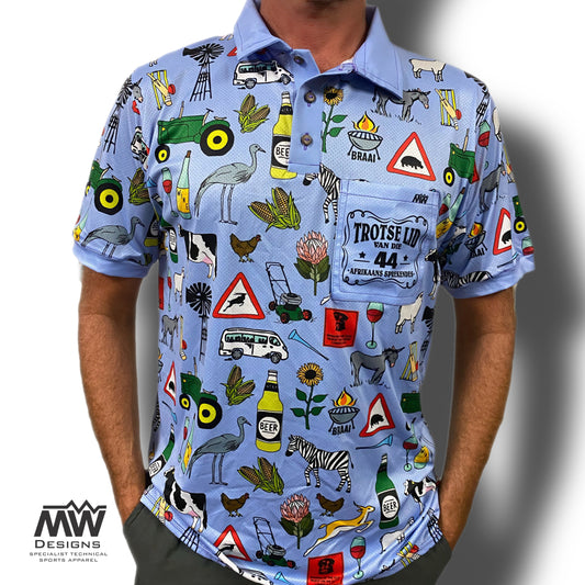 44 Suid Afrika - Light Blue Printed Golf Shirt (3467)