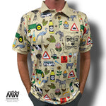 44 Suid Afrika - Beige Printed Golf Shirt