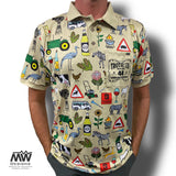 44 Suid Afrika - Beige Printed Golf Shirt