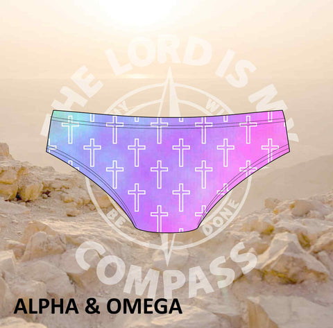 Alpha And Omega Pastel Christian Crosses Bikini Bottom