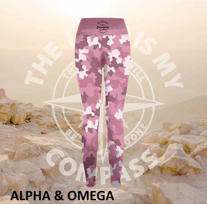 Alpha And Omega Be Strong Pink Camo Print Athleisure Tights (3174)