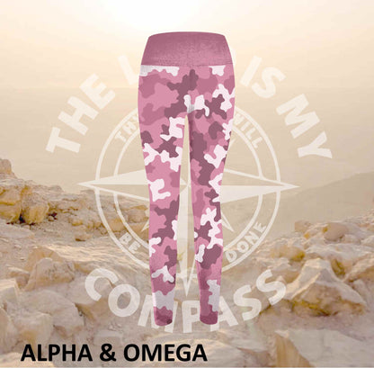 Alpha And Omega Be Strong Pink Camo Print Athleisure Tights (3174)