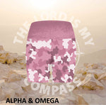 Alpha And Omega Be Strong Pink Camo  Athleisure Short Tights
