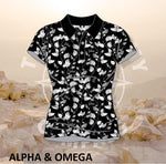 Alpha and Omega Believe Trailing Leaf Ladies Golf Shirt