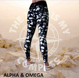 Alpha And Omega Believe Trailing Leaf Print Athleisure Tights