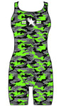 Female kneeskin swimsuit - Neon Camouflage - DG apparel competitive swimwear lifesaving waterpolo south african flag swimwear triathlon running