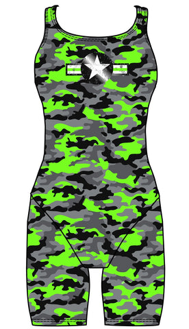 Female kneeskin swimsuit - Neon Camouflage - DG apparel competitive swimwear lifesaving waterpolo south african flag swimwear triathlon running