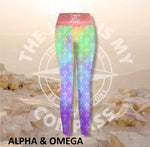 Alpha And Omega Pastel Crosses Print Athleisure Tights