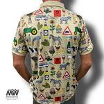 44 Suid Afrika - Beige Printed Golf Shirt