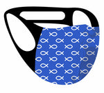 Ultimate Comfort Reusable Face Mask Christian Fish blue Print