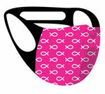 Ultimate Comfort Reusable Face Mask Christian Fish pink Print