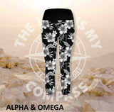 Alpha And Omega Child of God Grey Hibiscus Athleisure Three Quarter Tights