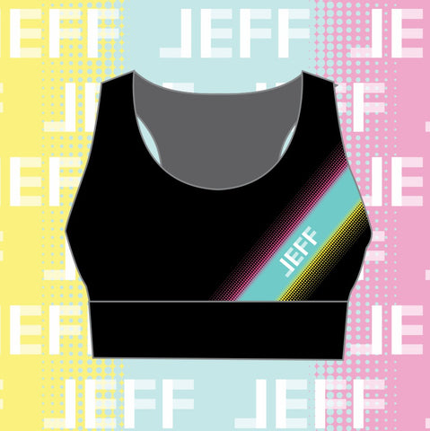 JEFF Ladies Active Crop Top Diagonal Print
