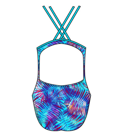 Female Fastback Swimsuit - Blue Palm