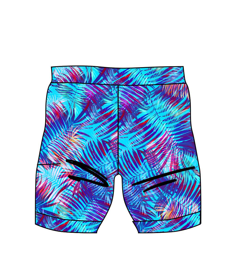 Female  swim/run/paddle shorts -  Blue Palm