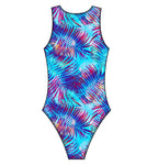 Female water polo swimsuit - Blue Palm