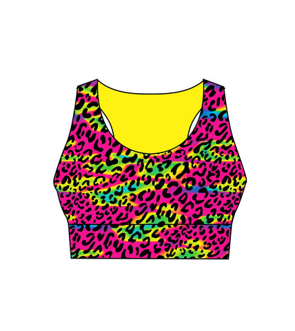 Psychedelic Animal Ladies Active Crop Top  (3532)