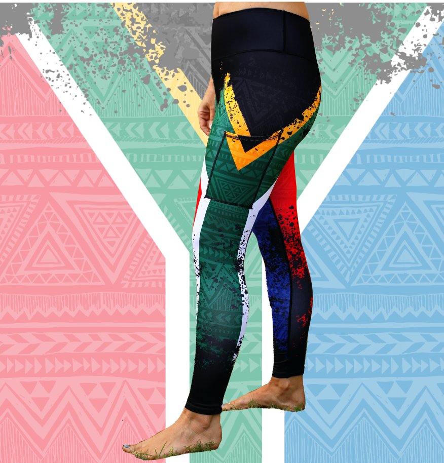 South African Flag High waist leggings three quarter length. (2424)